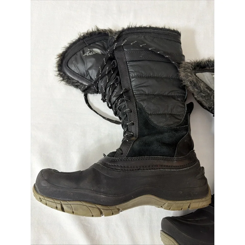 THE NORTH FACE Black Nuptse Purna PrimaLoft Tall Winter Boots Waterproof‎ Sz 8